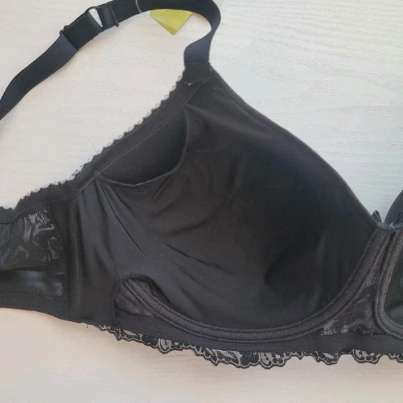 Amoena 38D Arielle SB 44557 Mastectomy Pocker Bra Black White Soft No Underwire - Picture 12 of 14